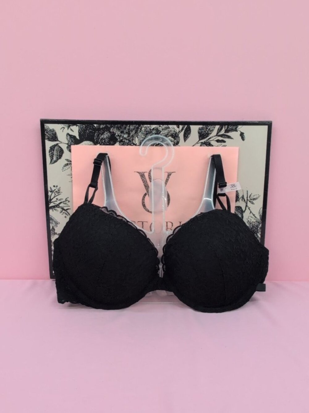 Victoria Secret Sexy Tee Sophia Lace Underwired Push Up Bra 38C Black